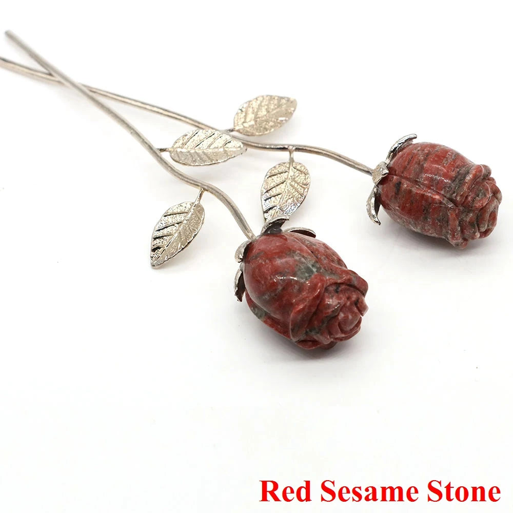 Kristall geschnitzte Rose Blume Naturstein Amethyst Quarz Edelstein Handwerk Party Home Dekoration Valentinstag Hochzeit Gast Geschenke