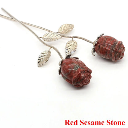 Kristall geschnitzte Rose Blume Naturstein Amethyst Quarz Edelstein Handwerk Party Home Dekoration Valentinstag Hochzeit Gast Geschenke