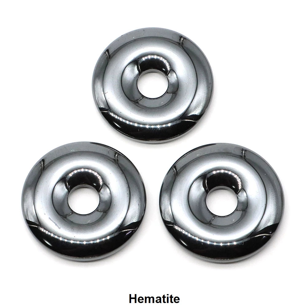 30 mm Donut-Naturstein, Heilkristall, Amethyst, Amazonit, Achat, Quarz, Edelstein für Kunsthandwerk, Zubehör, Glücksgeschenke