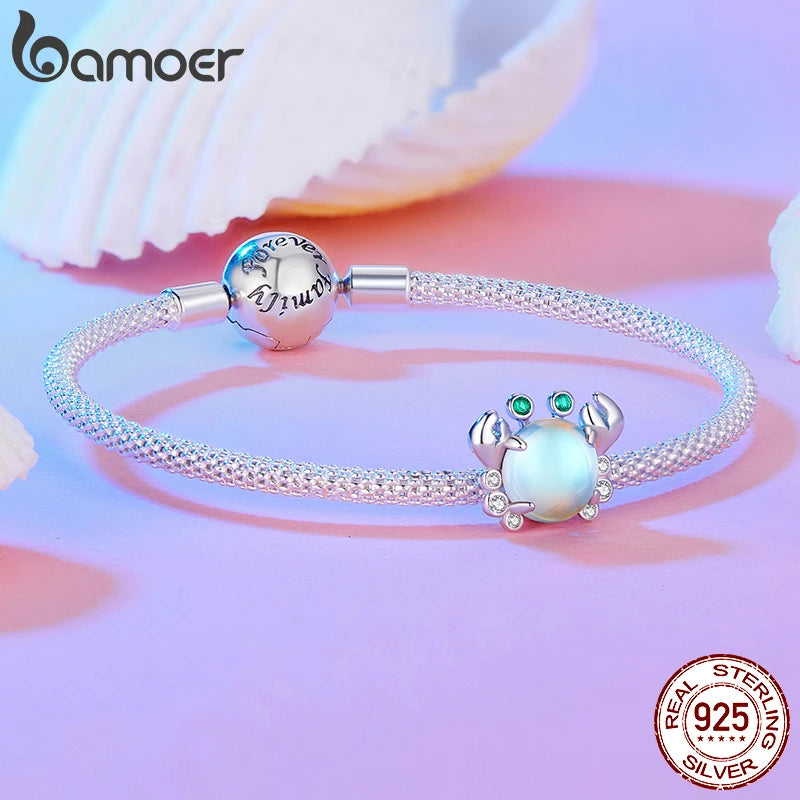 BAMOER Anhänger aus 925er-Sterlingsilber, verträumte Oecan-Serie, schillernde Krabbenperlen, Seepferdchen-Anhänger für Damen, Armband und Halskette zum Selbermachen
