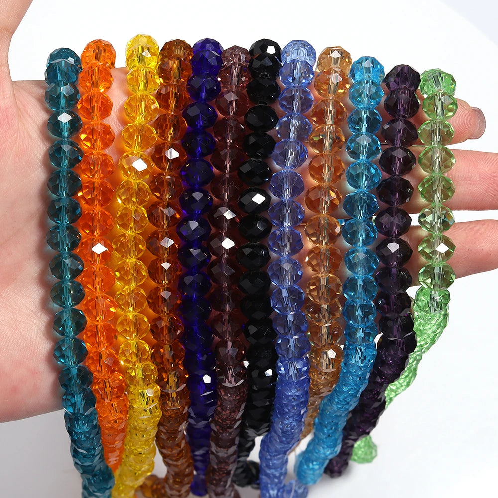 3/4/6/8/10mm Facettierte AB Klar Glas Kristall Rondelle Perlen Bunte Lose Spacer Perlen für Schmuck Machen DIY Armband Halskette