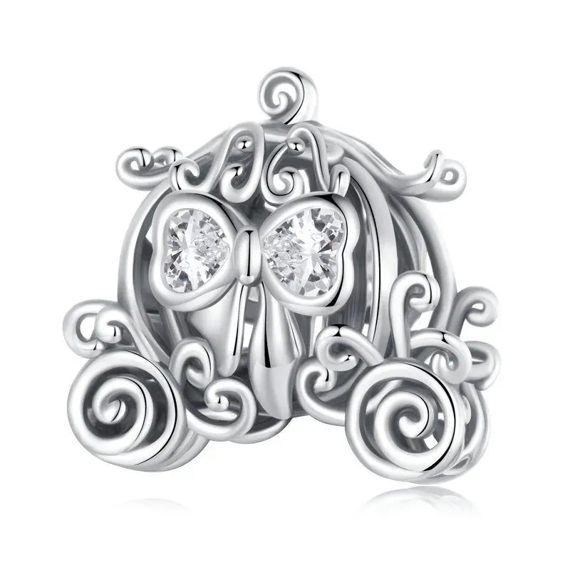 WOSTU Echt 925 Sterling Silber Herz Perlen Blume Retro Muster Charms Anhänger Fit Original DIY Armband Halskette Silber Schmuck