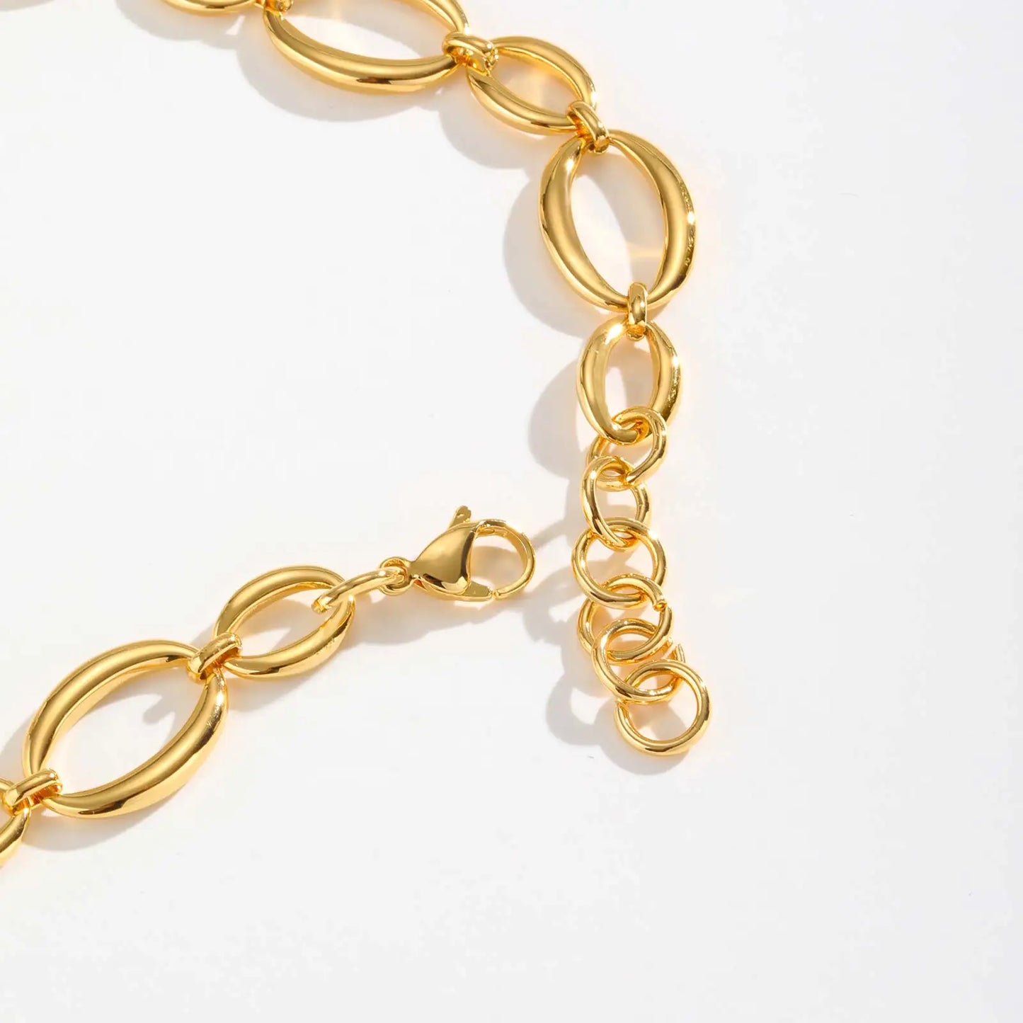 Klobige Gliederkette aus Edelstahl für Damen, vergoldete, dicke ovale Ketten-Choker-Halskette, geometrischer minimalistischer Schmuck