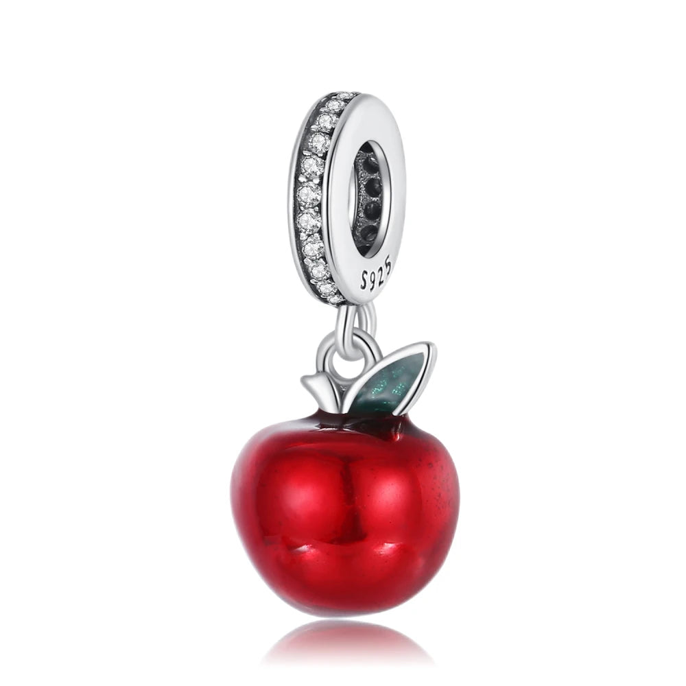 Rote Serie 925er Sterlingsilber, Koi-Herz, Pilz, Feuerwerkskörper, Kaffeemaschine, Charm, passend für DIY-Armbänder, Halsketten, exquisite lustige Geschenke