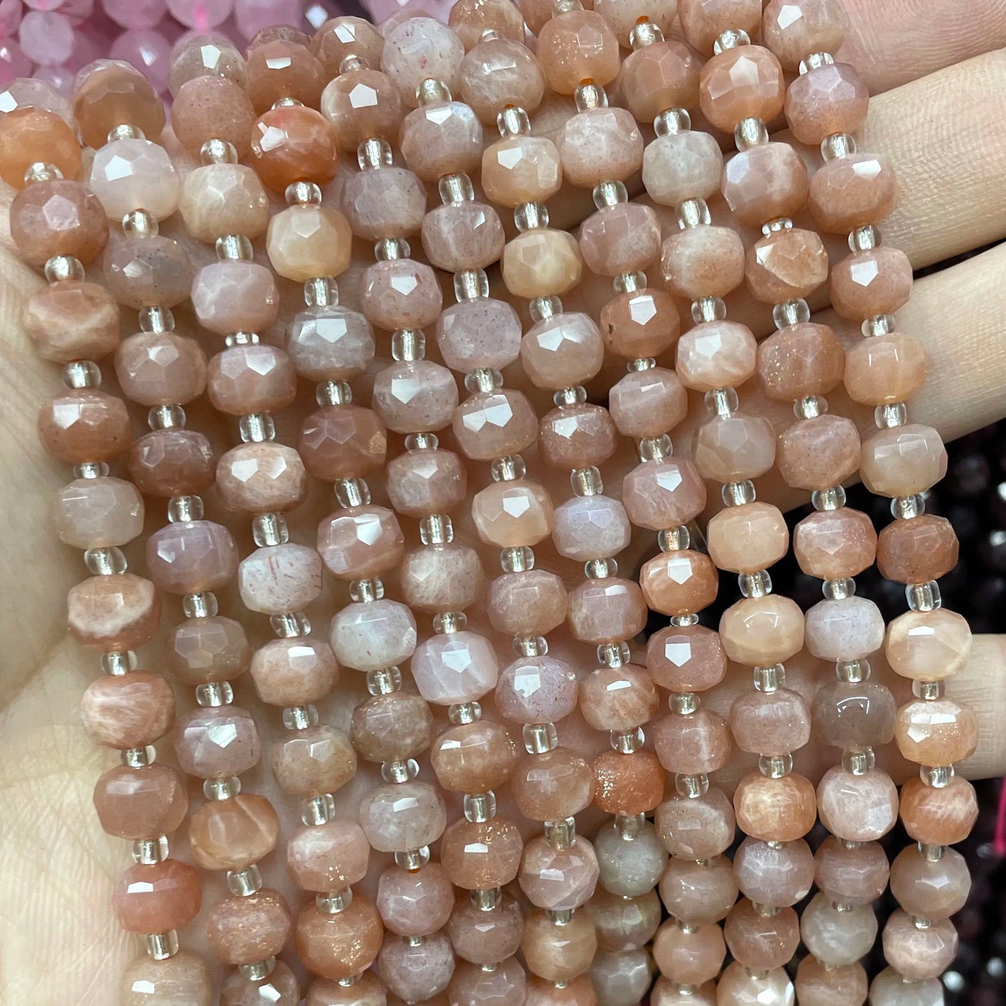 Natürliche Sonnenstein Edelsteine Unregelmäßige Facettierte Rondelle Runde Lose Spacer Perlen Für Schmuck Machen DIY Armband Halskette Zubehör