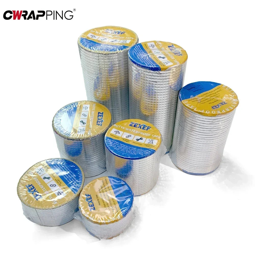 Super klebriges Butylkautschukband aus Aluminiumfolie, hohe Temperaturbeständigkeit, wasserdichtes Reparaturband für Dachrohrstopp, Leck, Risse, Kanal