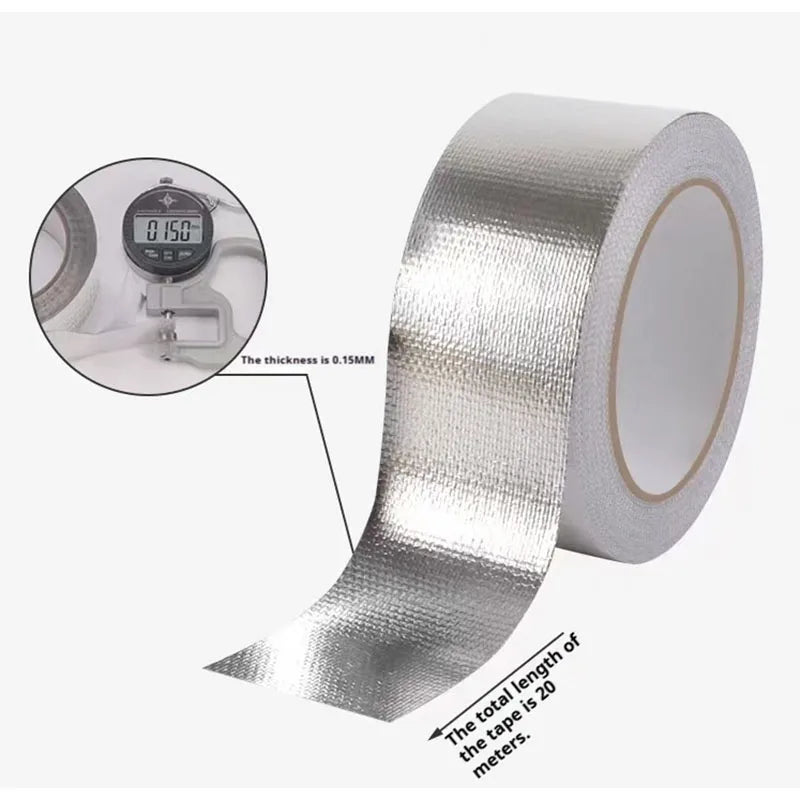 1 Rolle isoliertes HVAC-Aluminiumfolienband, silbernes Pipeline-Band aus Metall, reißfestes HVAC-Band, geeignet für Rohrleitungen und Trockner