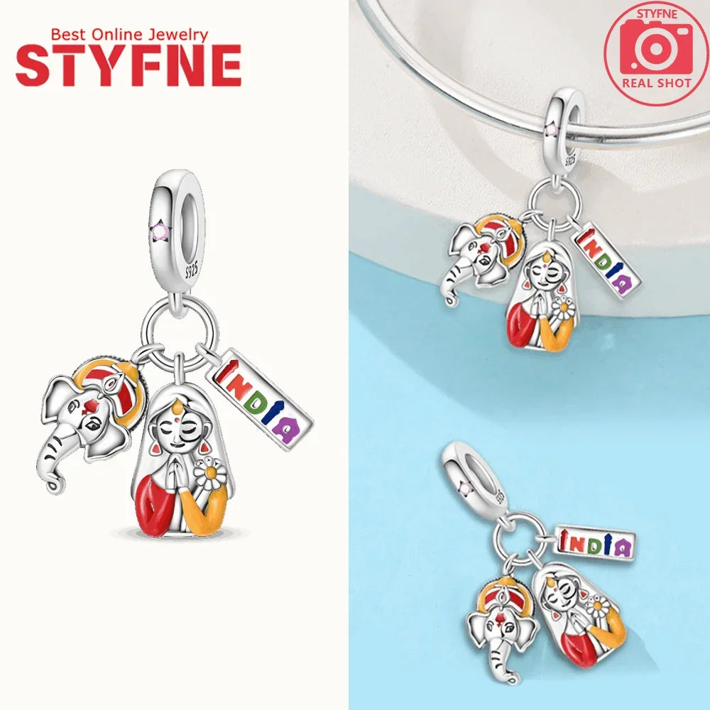 Neue Charms aus 925er Silber, griechischer Tempel, Pariser Turm, London, Big Ben, Perlenanhänger, passend für Original-Armbänder, DIY, kultureller edler Schmuck, Geschenk