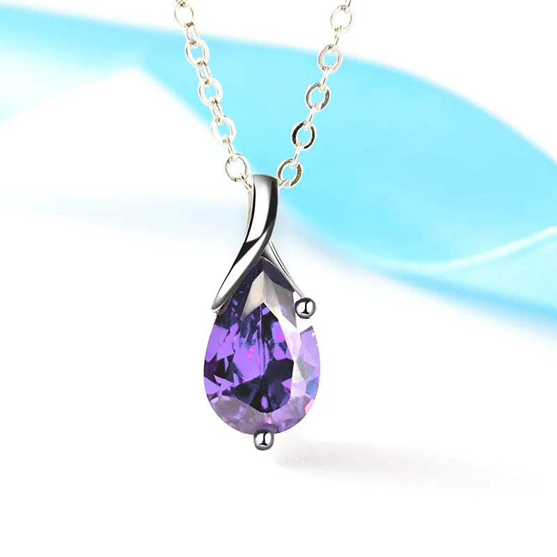 S925 Sterling Silber Halskette Engel Tränen Kristall Rot Anhänger Halskette für Frau Charme Schmuck Geschenk