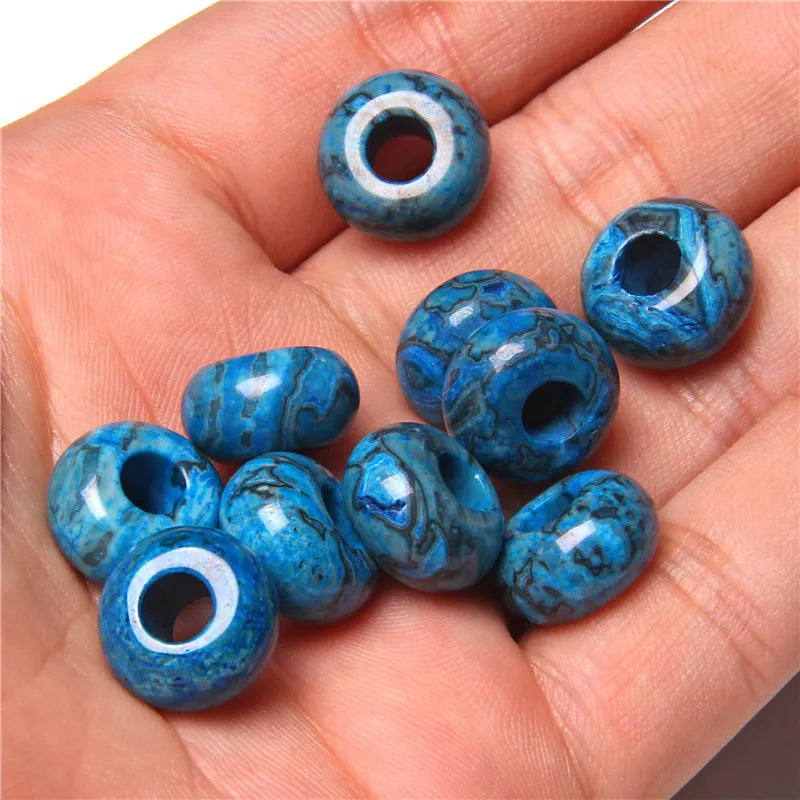 Natürliche Stein Große Loch Perle Anhänger Abacus Form Schmuck Zubehör Natürliche Quarz Jade Opal Charme Für Die Herstellung DIY Ohrring