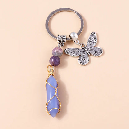 Nette Natürliche Stein Keychians Retro Silber Farbe Legierung Sonne Charms Schlüsselanhänger Frauen Männer Handtasche Anhänger Schlüssel Ketten DIY Zubehör