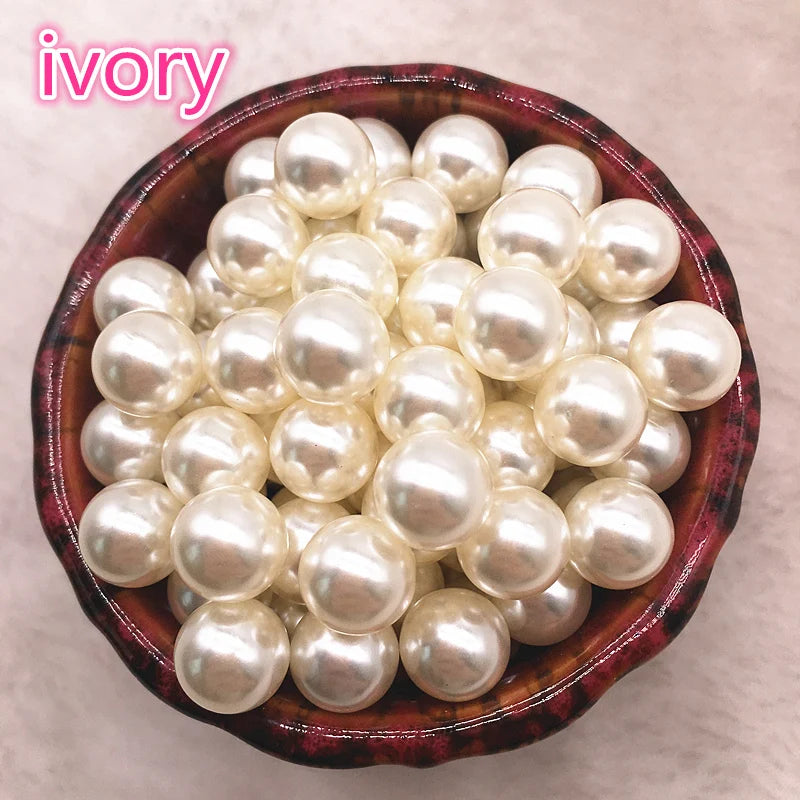 NEUE 6mm-16mm Gerade Löcher/Kein Loch Weiß Elfenbein Runde Imitation Kunststoff Perle Spacer Lose perlen Für Schmuck Zubehör Perlen