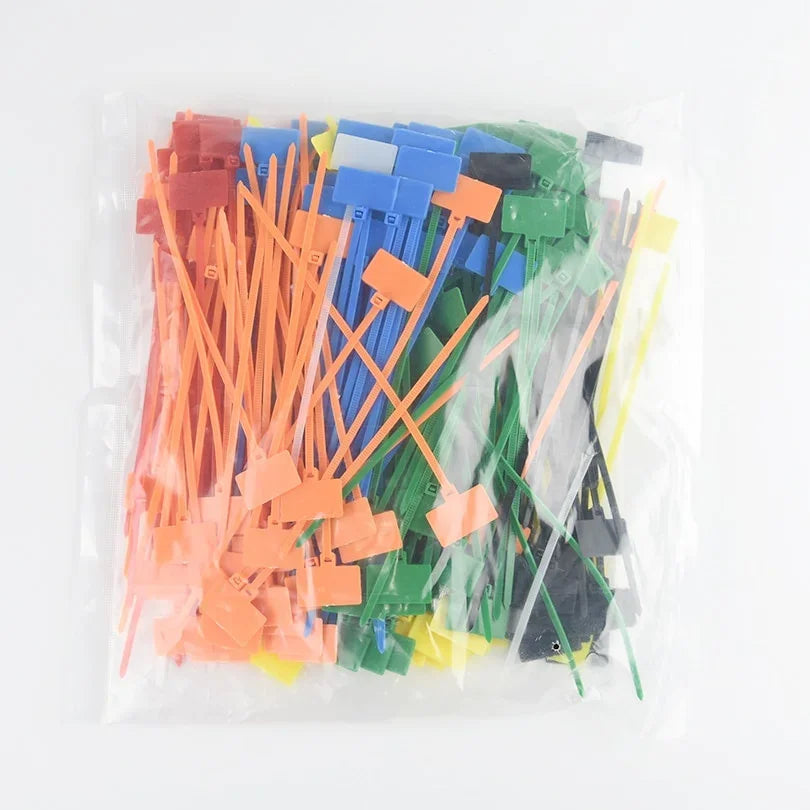 50 Stück 4 x 150 mm Nylon-Kabelbinder, Etiketten, Kunststoff-Schlaufenmarkierungen, selbstsichernder Reißverschluss