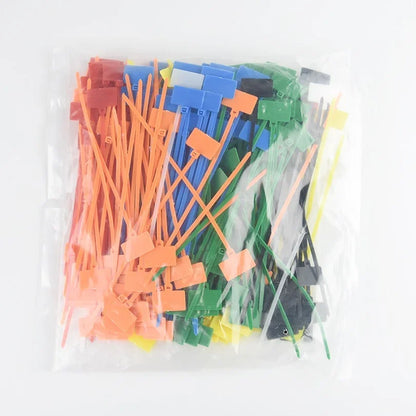 50 Stück 4 x 150 mm Nylon-Kabelbinder, Etiketten, Kunststoff-Schlaufenmarkierungen, selbstsichernder Reißverschluss