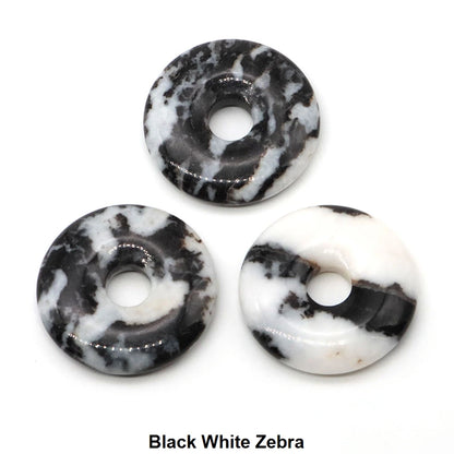 30 mm Donut-Naturstein, Heilkristall, Amethyst, Amazonit, Achat, Quarz, Edelstein für Kunsthandwerk, Zubehör, Glücksgeschenke