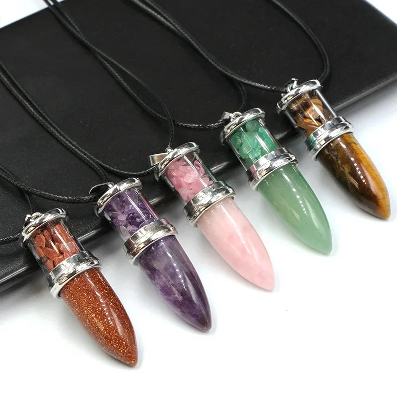 Naturstein Anhänger Halsketten Amethyst Kristall Edelstein Stein Quarz Kies kugelförmige Pendel Reiki Heil pendel