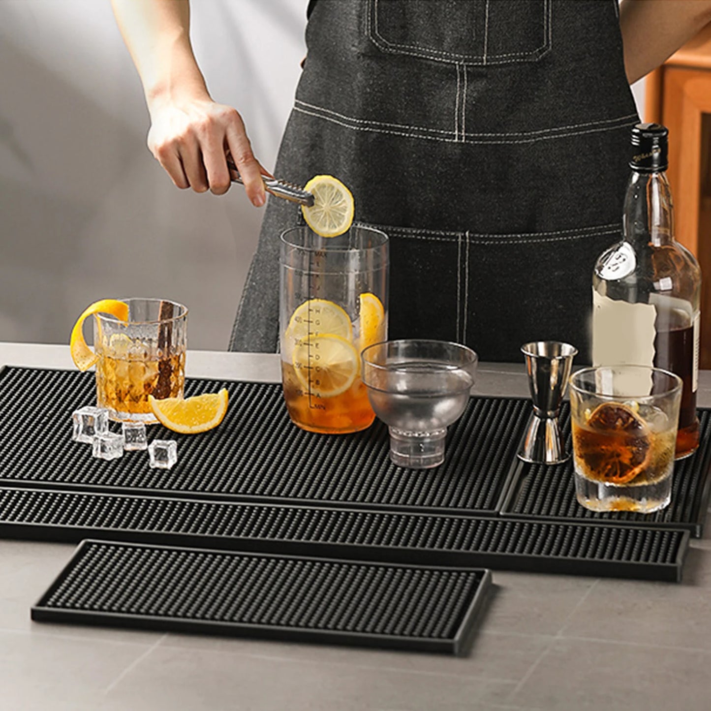PVC-Barmatte, dick, langlebig, stilvoll, schwarz, Bar-Unterlaufmatte, rutschfest, ungiftig, Servicematte für Kaffeebars, verschleißfest, wasserdicht