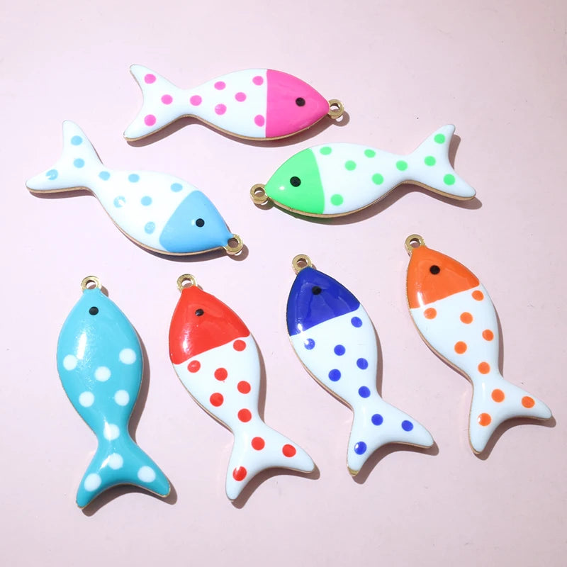 10 Stück Edelstahl Emaille Fisch Charms Anhänger 31x12mm DIY Schmuck Making Zubehör Erkenntnisse für Halsketten Ohrringe Armbänder