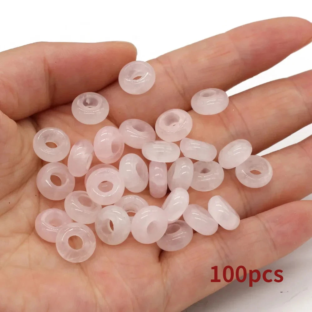 Großhandel 100 Stück Natursteinperlen, großes Loch, Abacus-Form, Agts-Steinperlen für die Herstellung von Schmuck, Halsketten, Loch 4 mm, Größe 5 x 10 mm