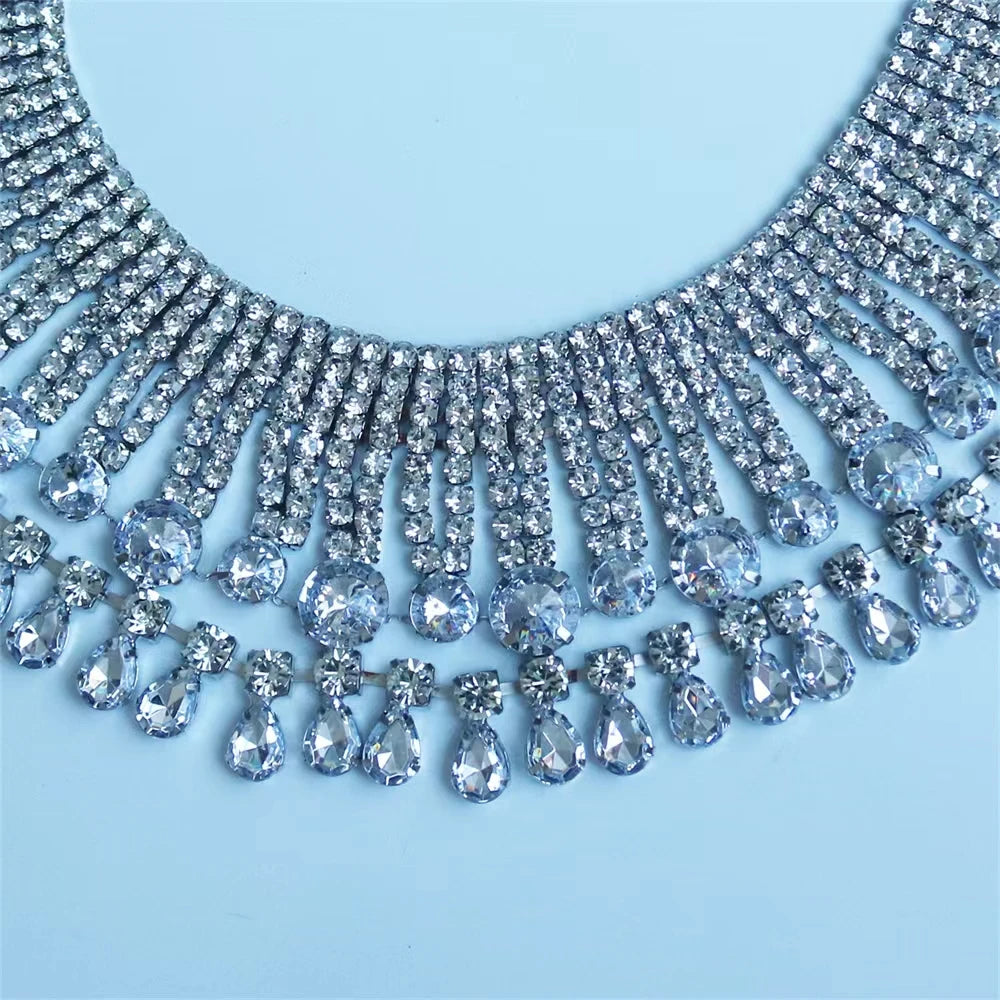 Übergroße runde Strass-Halskette für Mädchen und Frauen, Accessoires, luxuriöse Hochzeitsdekoration, Schmuck, Geschenke, extravagante Halskette