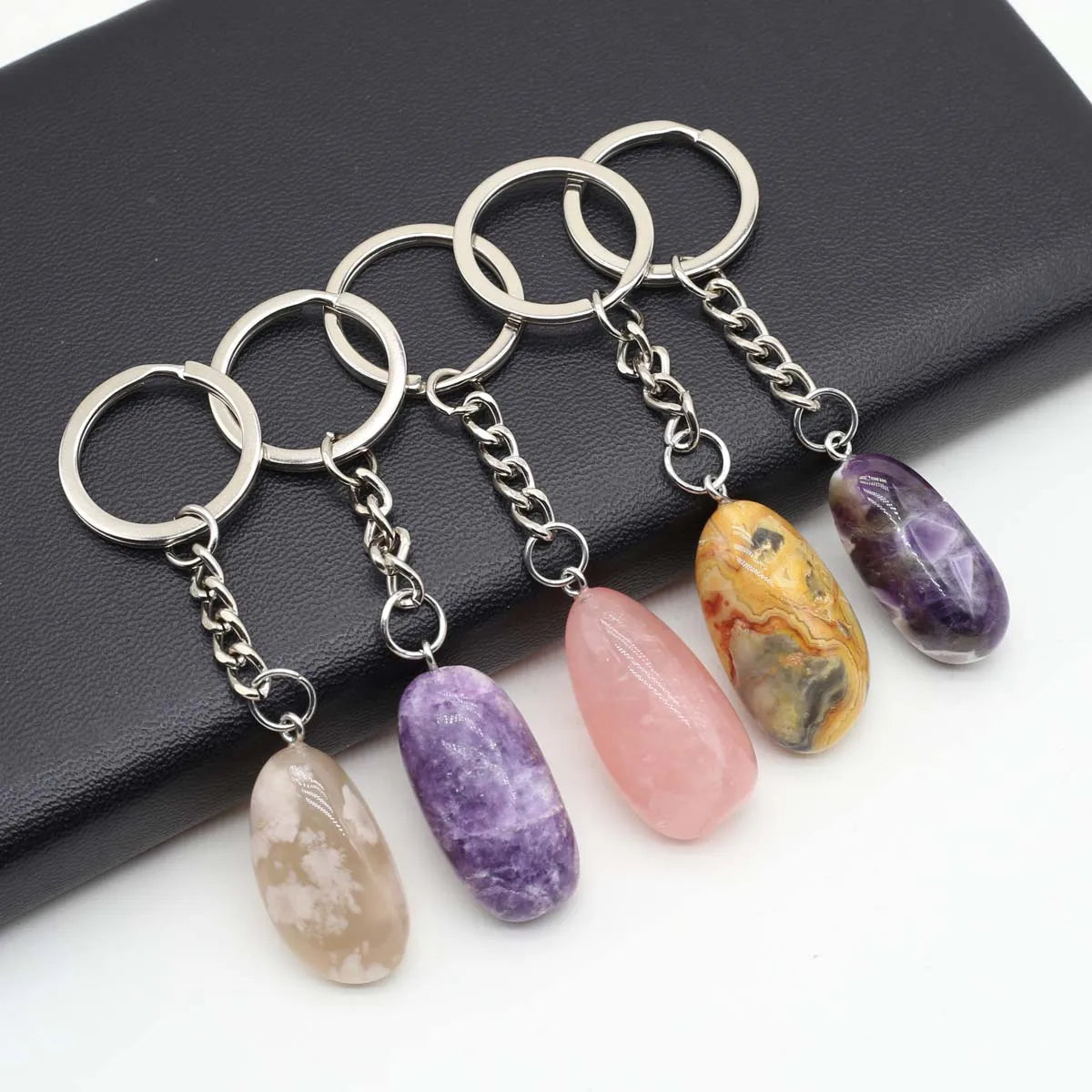 Natürliche rohe Erz Schlüssel anhänger Edelstein Reiki Heilung Quarz Achat Citrin unregelmäßige Stein Anhänger Charms diy Schmuck machen Zubehör