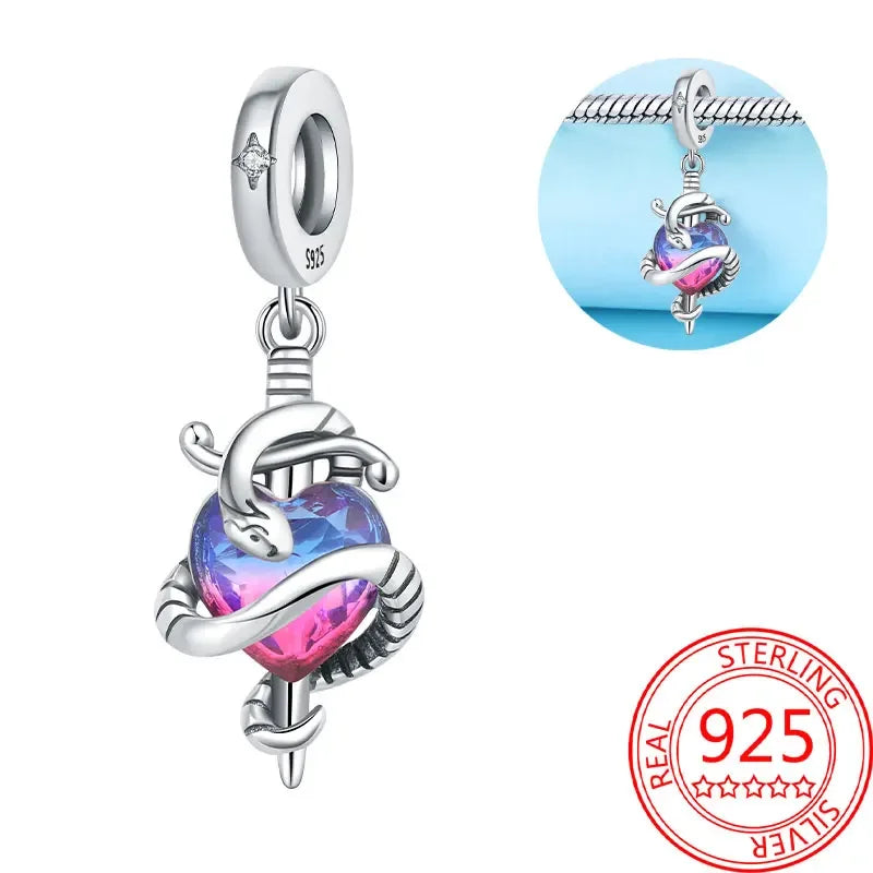Exquisiter kleiner Affe aus 925er-Sterlingsilber, umarmender roter Herz-Anhänger, passend für Armbänder, Halsketten, Party-Paarung mit handgefertigten Geschenken