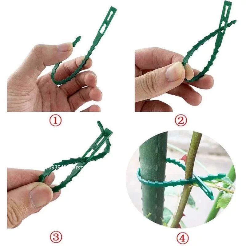 Verstellbare Kunststoff-Pflanzenkabelbinder, wiederverwendbare selbstsichernde Kabelbinder, Gartenpflanzenrebe, unterstützt Kabelbinder, Stiel, Tomaten-Clip-Verschluss