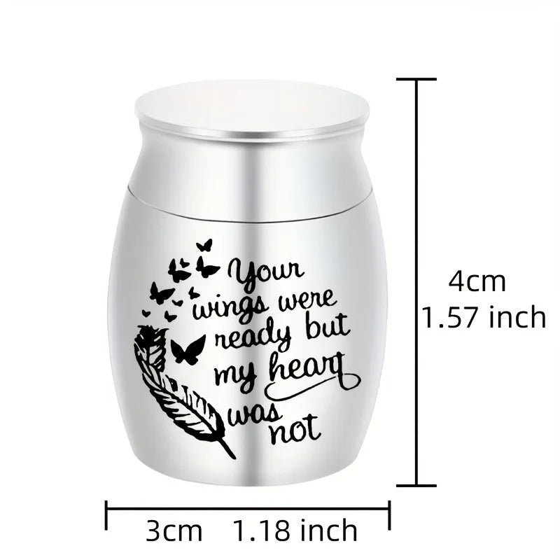 Small Keepsake Urns for Ashes Mini Cremation Urn for Ashes Aluminum Alloy Pets/Human Memorial Ashes-Your wings were ready..