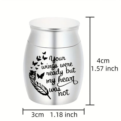 Small Keepsake Urns for Ashes Mini Cremation Urn for Ashes Aluminum Alloy Pets/Human Memorial Ashes-Your wings were ready..