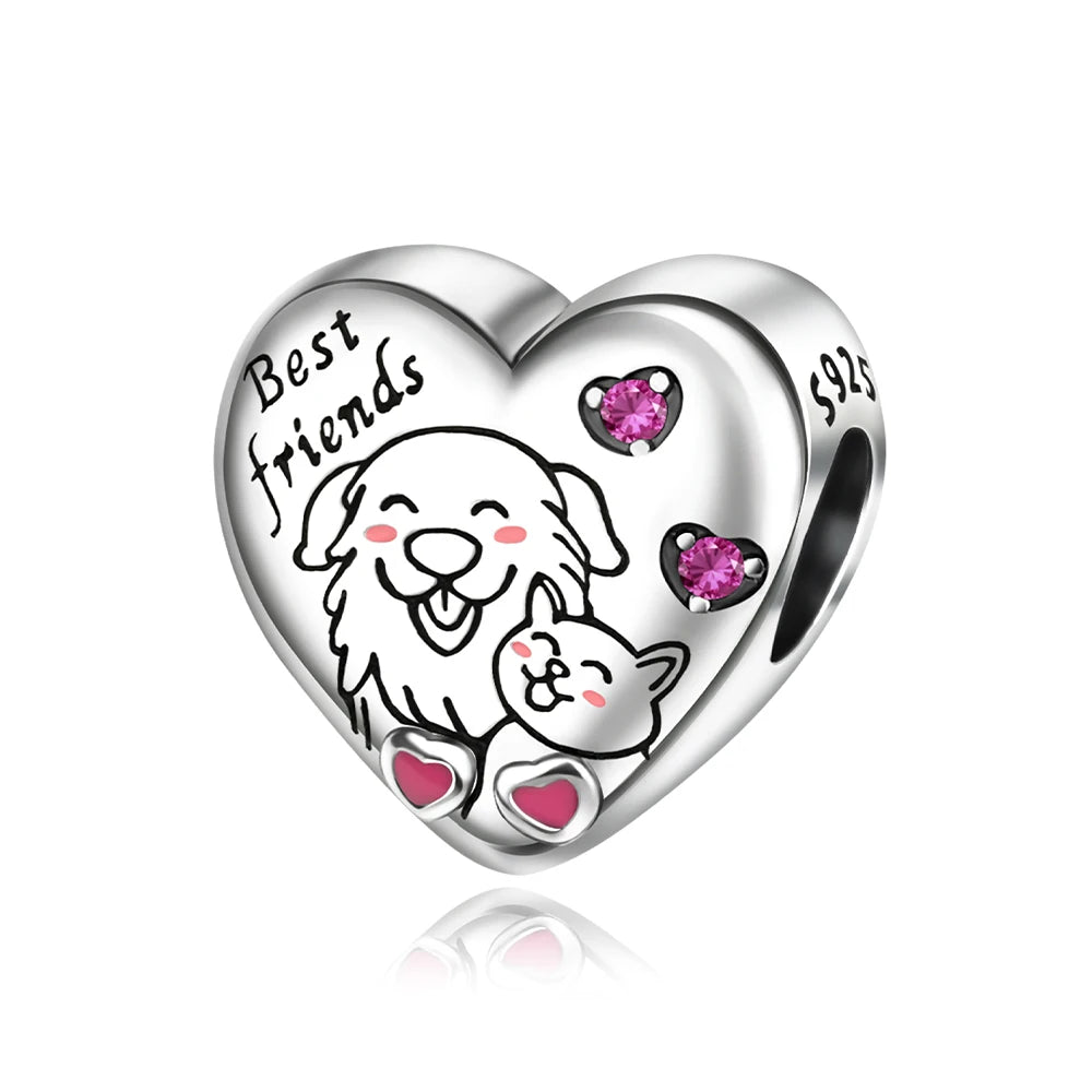Animal Series Charms aus 925er-Sterlingsilber, Kaninchen, Katze, Pfau, Elefant, Türkei, Hund, passend für DIY-Armbänder, Halsketten, niedliche dekorative Geschenke