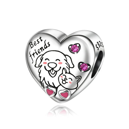 Animal Series Charms aus 925er-Sterlingsilber, Kaninchen, Katze, Pfau, Elefant, Türkei, Hund, passend für DIY-Armbänder, Halsketten, niedliche dekorative Geschenke