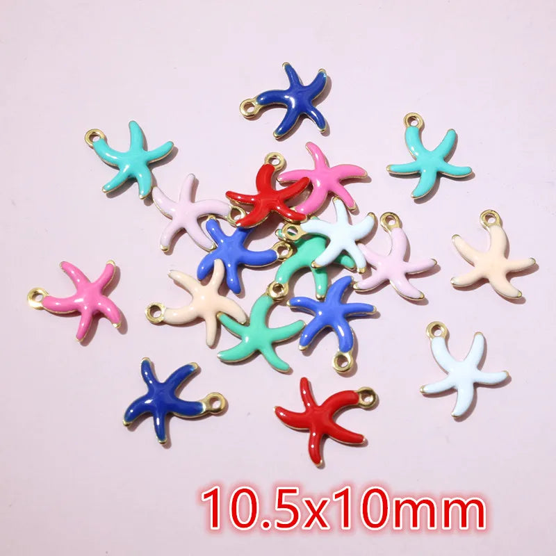 20 Stück Ozean Meeres tiere Krabben Seestern Riff Fisch Klavier Emaille Anhänger Charm Edelstahl DIY Schmuck Making Zubehör