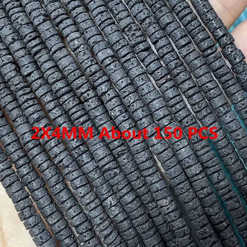 Natürliche Stein Schwarz Vulkanischen Lava Zylinder Räder Quadrat Runde Form Spacer Perlen Für Schmuck Machen Diy Armband Zubehör