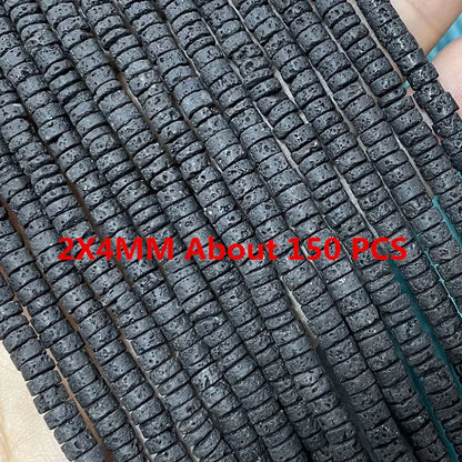 Natürliche Stein Schwarz Vulkanischen Lava Zylinder Räder Quadrat Runde Form Spacer Perlen Für Schmuck Machen Diy Armband Zubehör