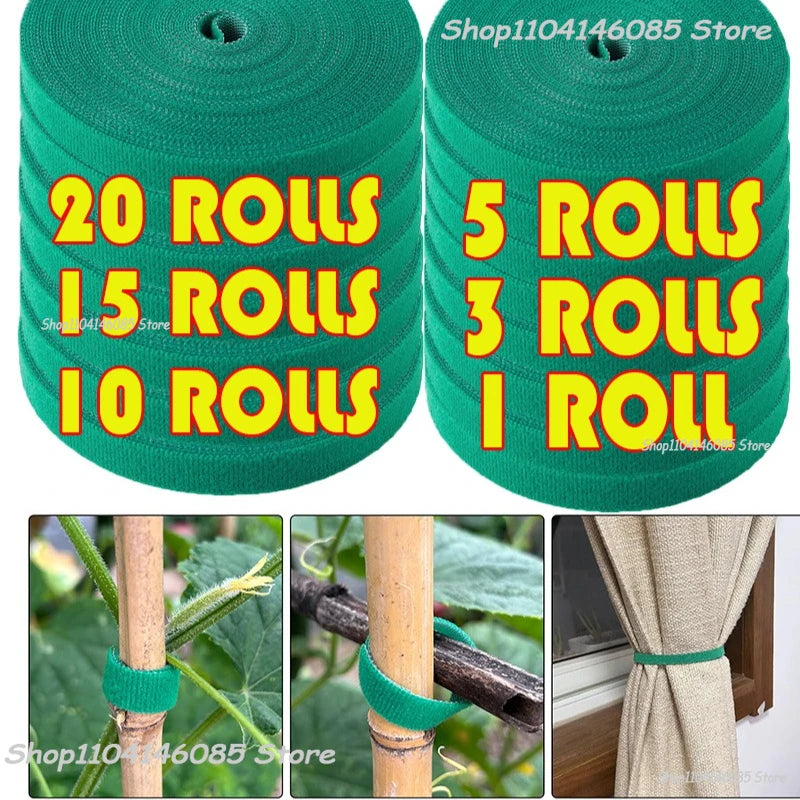 Selbstklebender Nylon-Kabelbinder für Pflanzen, grün, verstellbare Pflanzen, Hakenschlaufenunterstützung, Gartenschnur, Verband, wiederverwendbare Verschluss-Klebebandstreifen