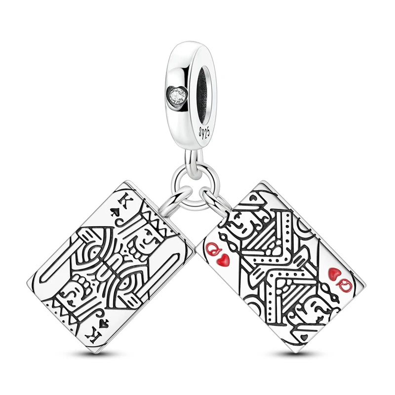 Geheimnisvoller Charm-Anhänger aus 925er-Sterlingsilber mit Hexen- und Tarotkarten-Spielkarten, passend für DIY-Armbänder, Halsketten, die als Glücksgeschenk wünscht