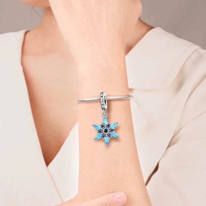 Exquisite Seestern-Perlen aus 925er-Sterlingsilber und vierblättriges Kleeblatt, baumelnder Charm für Armbänder und Halsketten, blaues romantisches Anhänger-Geschenk