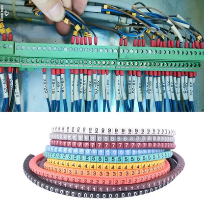Kabelmarkierer Drahtetiketten EC-0 EC-1 500 Stück Markierungsnummern 0 bis 9 Farbig 2,5 qmm Isolierung PVC Kabelmarkierer Etiketten