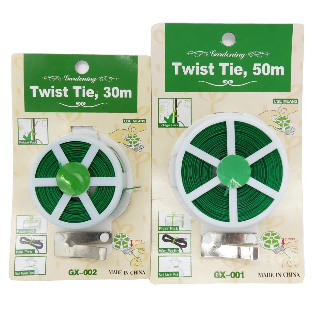 1pc 30/50M Langlebige Pflanzen Krawatte Grüne Beschichtung mit Cutter Starke Twisted Cord Garten Bonsai Unterstützung gartenarbeit Und Outdoor Verwenden Suppl