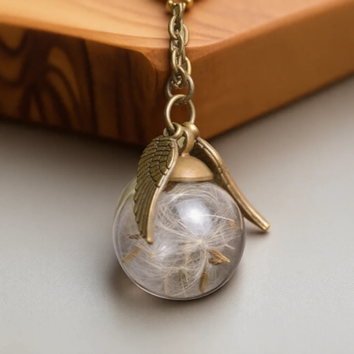Löwenzahn-Halskette, echter Löwenzahn-Glaskugel-Anhänger, Wunsch-Halskette, Natur-Schmuck für Frauen, Geschenk