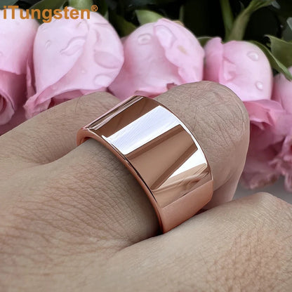 iTungsten 12mm Dropshipping Große Männer Ring Glänzende Wolfram Hochzeit Band Mode Schmuck Rohr Cut Poliert Komfort Fit