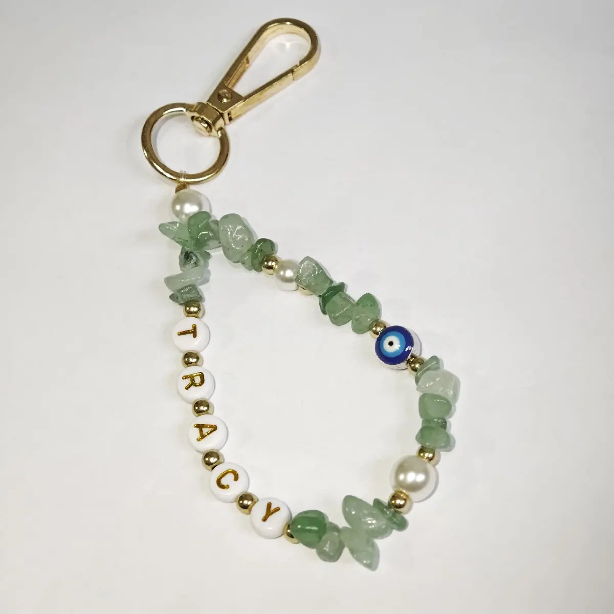 1 STÜCK personalisierter individueller Edelstein-Schlüsselanhänger, Teufelsauge, Namensschild, Kristallstein/Lapislazuli-Rohstein-Anhänger
