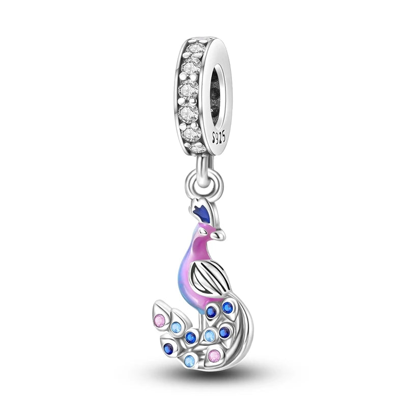 Sicherheitsketten aus 925er-Sterlingsilber, violette Serie, Schmetterling, Widder, Zwillinge, passend für Original-Armbänder, DIY-Schmuckherstellung, Geschenk für Frauen