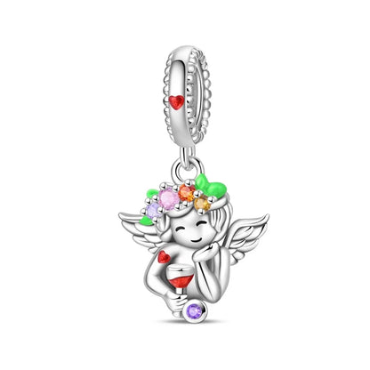 Charakter-Serie, 925er-Sterlingsilber, modisches Mädchen-Paar, Hochzeits-Charms, passend für DIY-Armbänder, Halsketten, exquisite Geschenk-Paarung