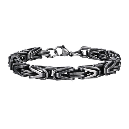 Klobige byzantinische Kettenarmbänder für Männer und Jungen, V-förmiges Edelstahl-Kettenglied-Armband, Vintage-Schmuck, Accessoires, Herrengeschenke