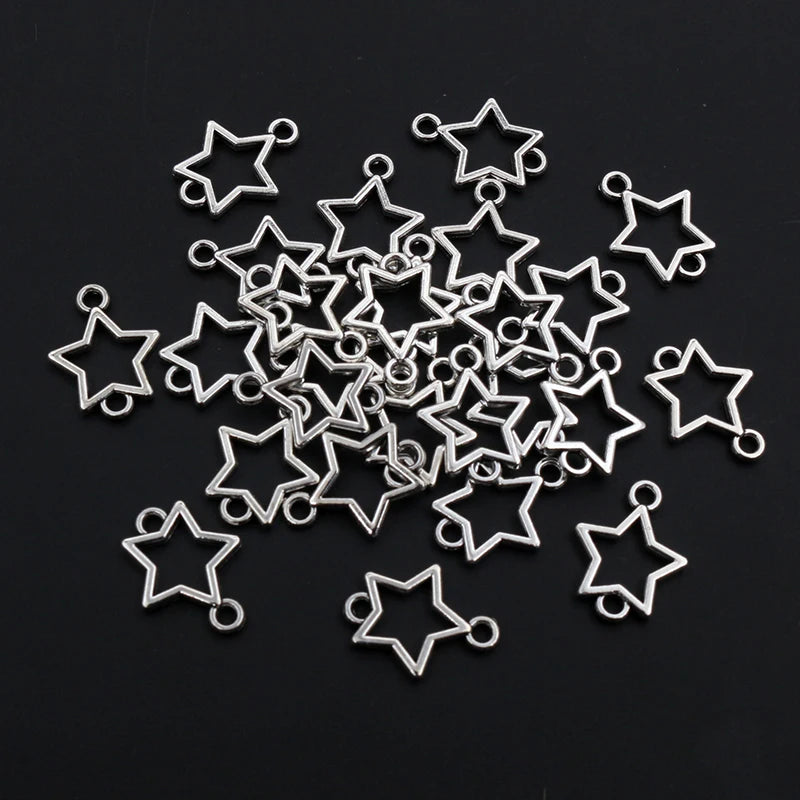 100 Stück kleine Stern-Charms-Anhänger, Antik-Silber, Legierung, Metall, DIY-Schmuckherstellung, Zubehör für Ohrringe, Armbänder, Halsketten