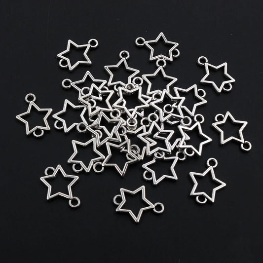 100 Stück kleine Stern-Charms-Anhänger, Antik-Silber, Legierung, Metall, DIY-Schmuckherstellung, Zubehör für Ohrringe, Armbänder, Halsketten
