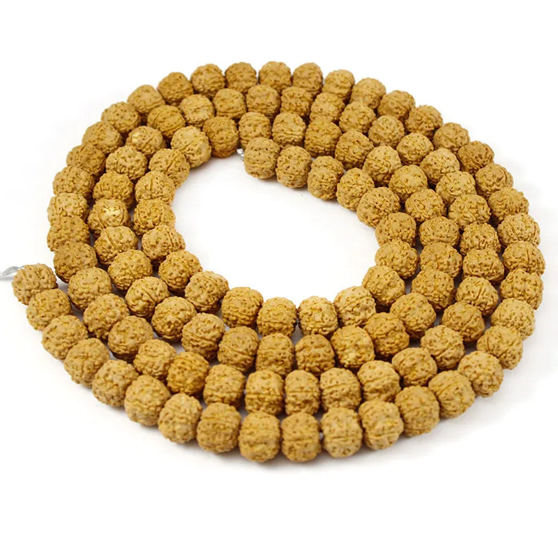 1 Strang natürliche Rudraksha Mala 108 Perlen 6/8/10/12 mm Rudraksha Gebetsperlen für Schmuck Halskette Armband Herstellung Zubehör