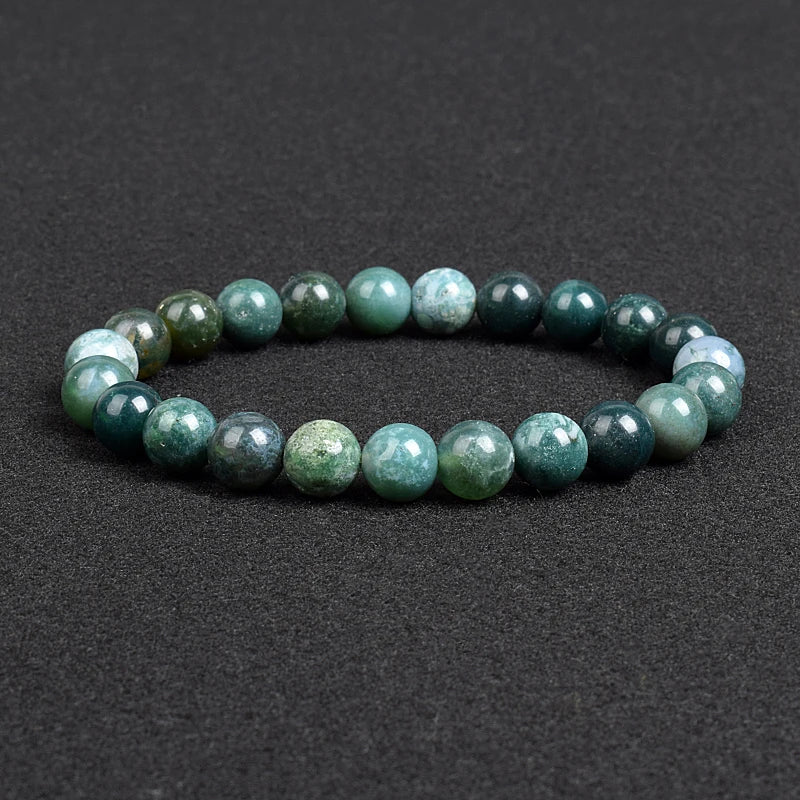 Genuine natural stone bracelet: Apatite, Lapis Lazuli, Agate, Crystal, Tiger's Eye. High-quality gemstone bead bracelet. Men's jewelry bangle.