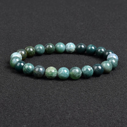 Genuine natural stone bracelet: Apatite, Lapis Lazuli, Agate, Crystal, Tiger's Eye. High-quality gemstone bead bracelet. Men's jewelry bangle.